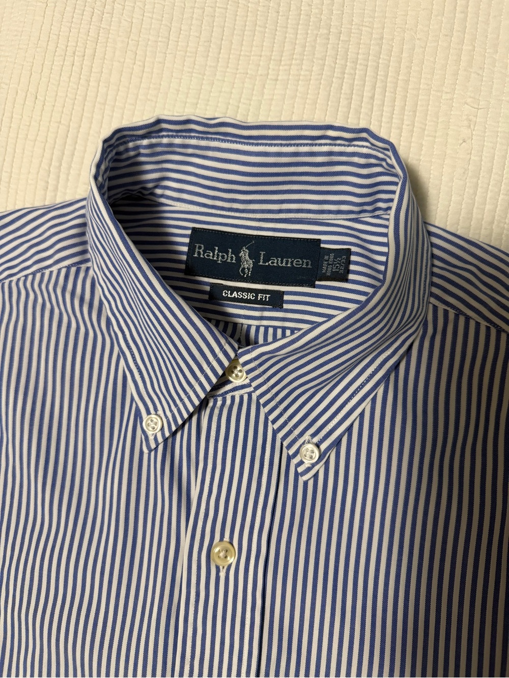 Ralph Lauren Blue & White Striped Button-Down Dress Shirt